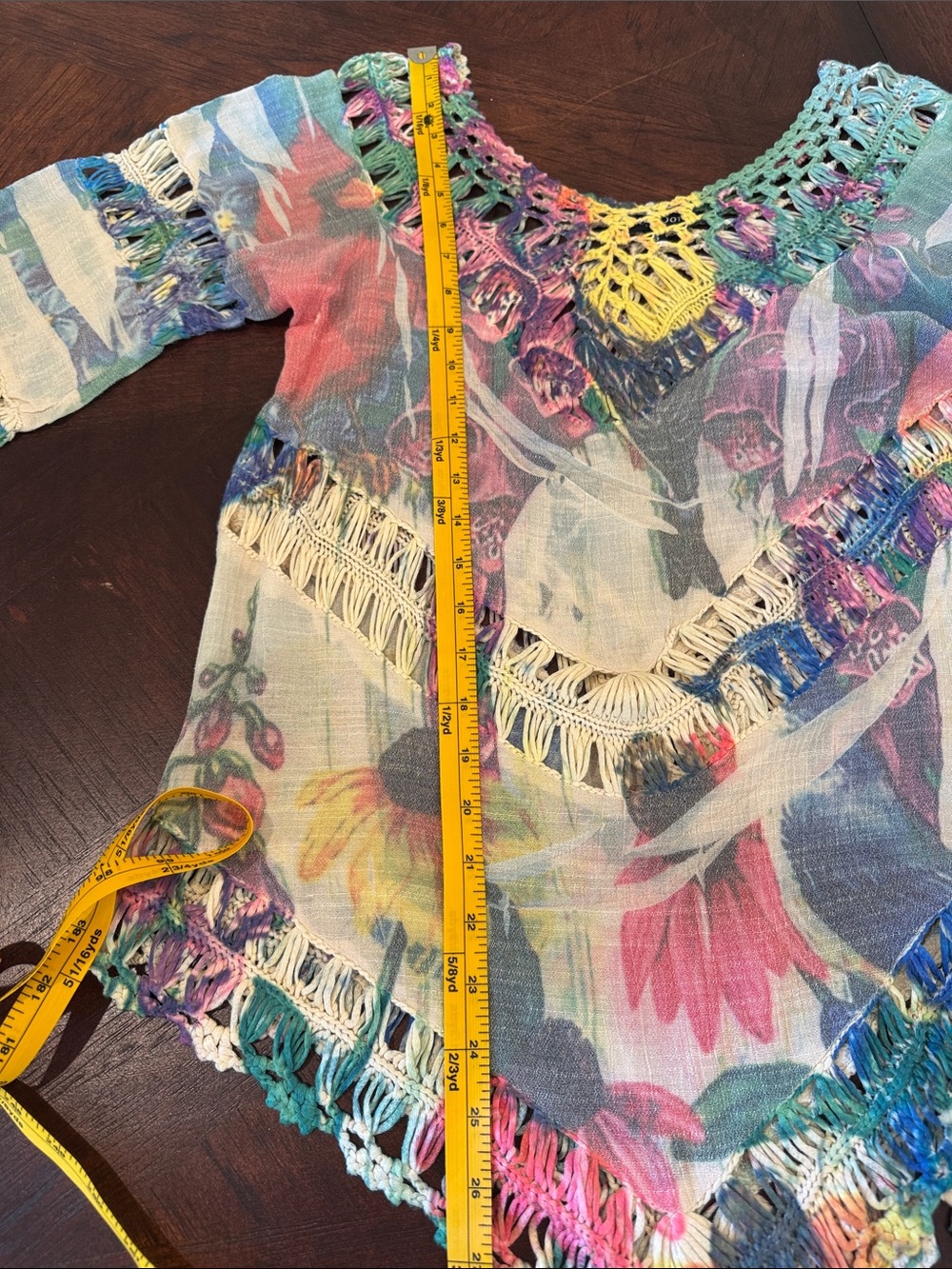 Dor Dor Boho Couture Multi-Color Crochet/Macrame Floral Top - Women's Size S - Picture 9 of 16